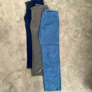 Bonobos Men’s Khaki Pants, 34/34, Set of 3 pairs: Royal Blue, Gray, Light Blue